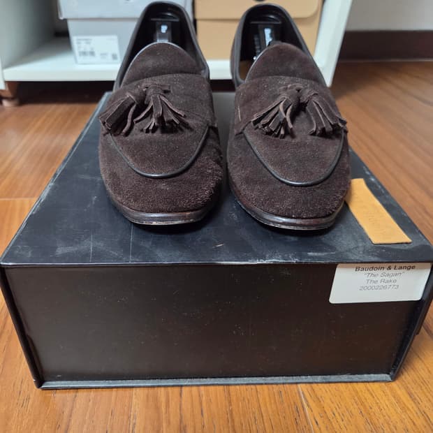 Baudoin & Lange 스웨이드 태슬 로퍼 브라운