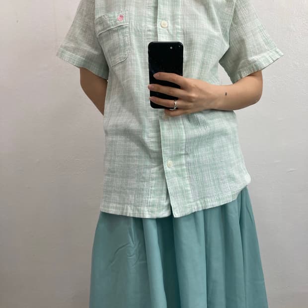 민트 플레어 스커트