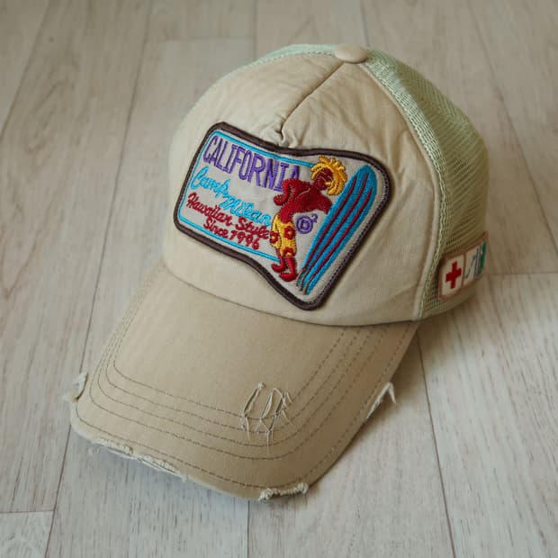 빈티지 캘리포니아 서핑 매쉬 캡