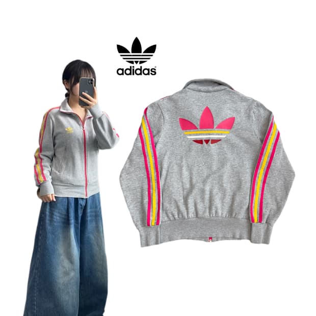 아디다스 빅로고 파이어버드 회핑 트랙탑 코튼 집업 져지