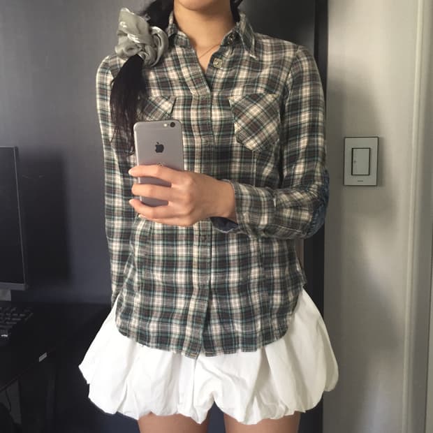 MandC 데님 체크 셔츠