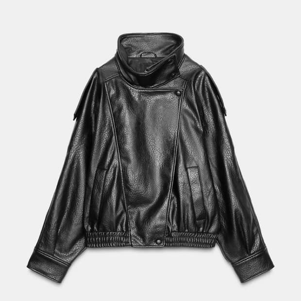 자라 페이크 레더 점퍼 블랙 M