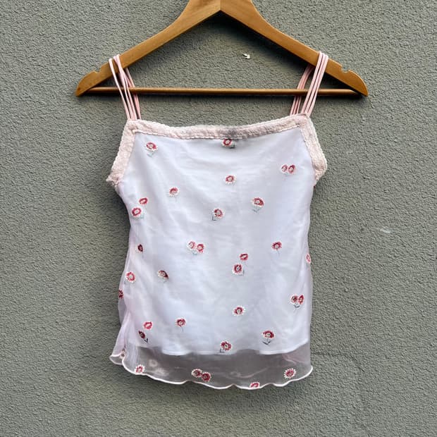 Pink Floral Lace Sleeveless Top