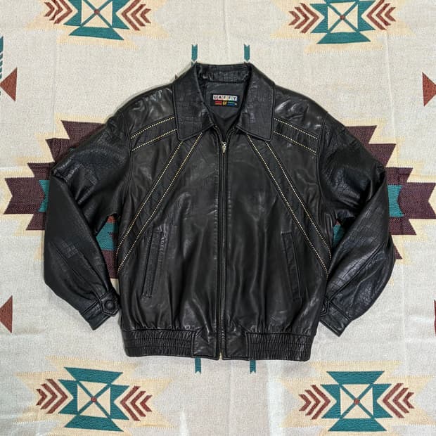 GAFFY stud phython leather jacket