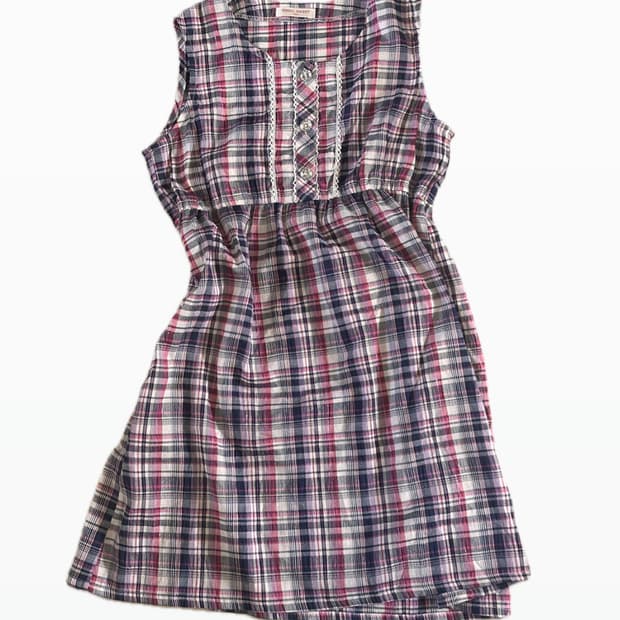 일본 빈티지 y2k 체크무늬 원피스 메조피아노계열 데코라