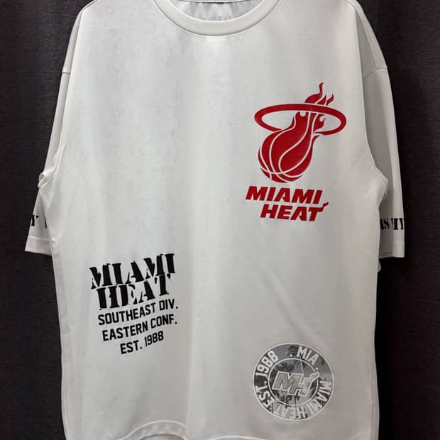 NBA 90s 마이애미 히트 로고 반팔 매시 티셔츠