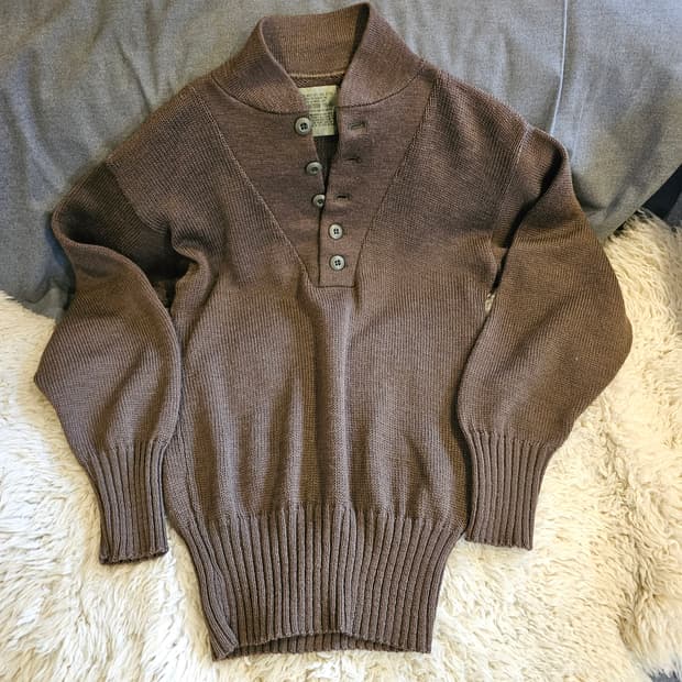 M 미군 5버튼 니트 헨리넥