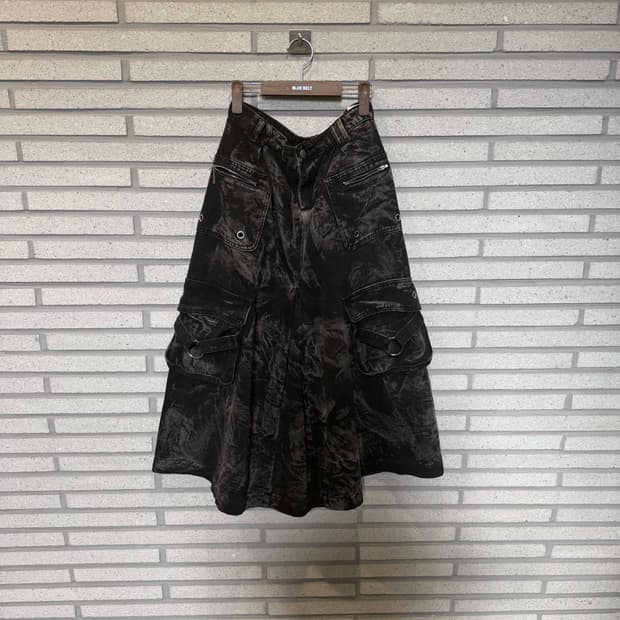 JPN VINTAGE 롱 스커트 카모 포켓 디테일 블랙