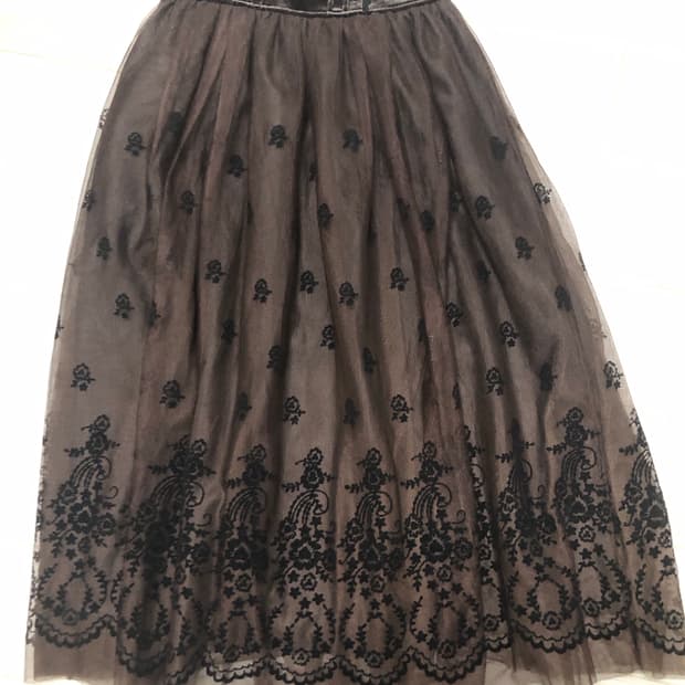 엑시즈팜 빈티지 레이스 롱스커트