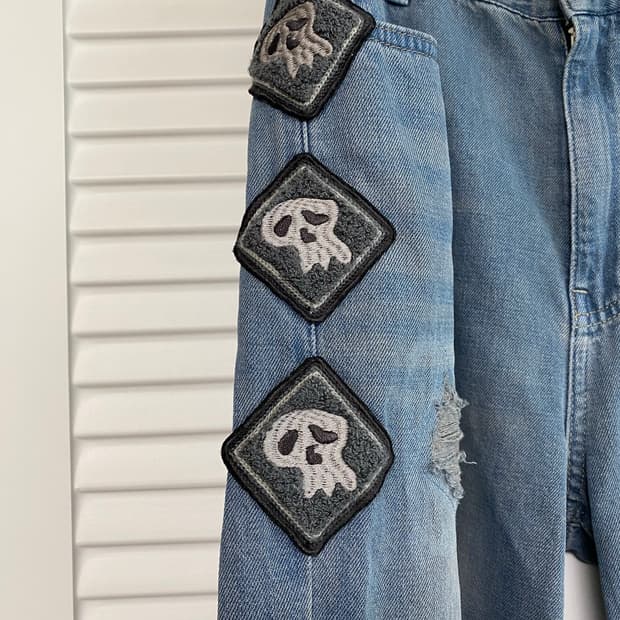 폴리테루 행크 내로우 고시마 데님 팬츠 라이트블루