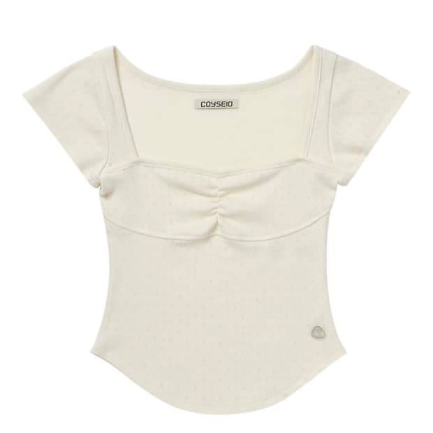 Coyseio Punching Shirring Top Cream