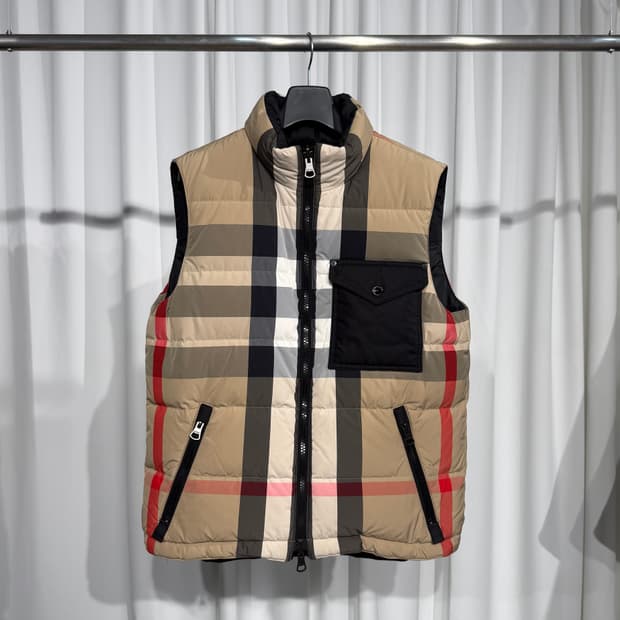 [정품] [S/100] 버버리 리버시블 체크 조끼패딩