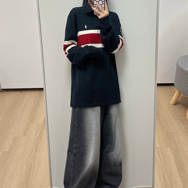 폴로 랄프로렌 화이트 포니 럭비 카라 티셔츠