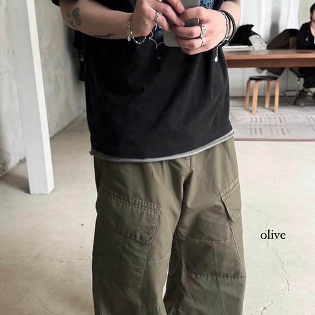 3) 폴리테루 나일론 벨티드 카고 팬츠 새상품