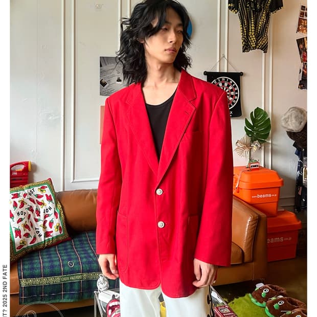 Japanese Vintage Antic Button Red Blazer