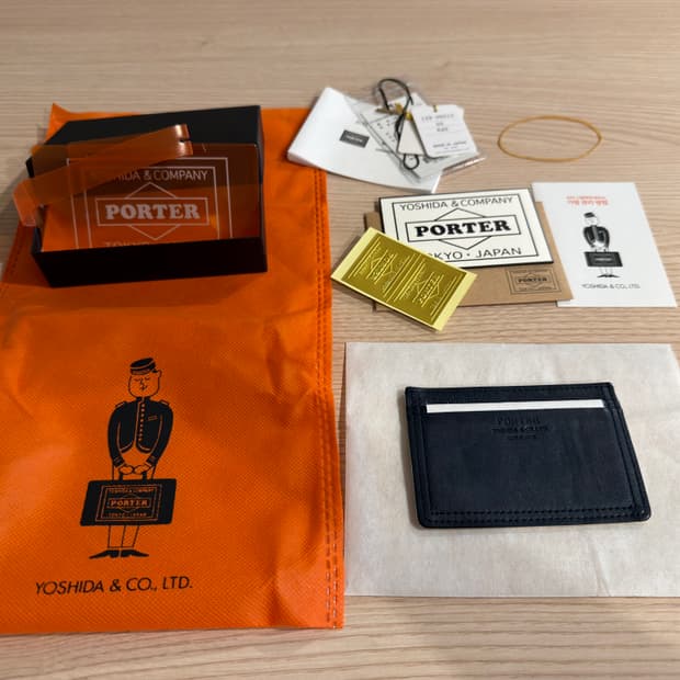 포터 pass&card case 129-06015 카드지갑 네이비