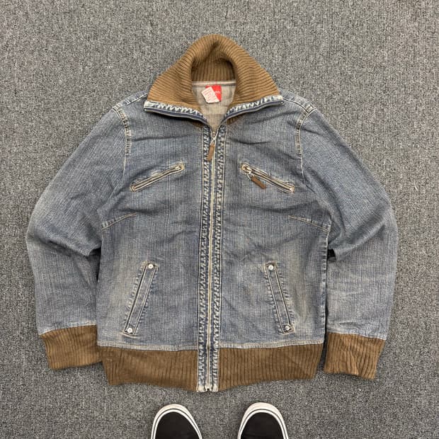 American Vintage 여성 니트 데님 지업자켓