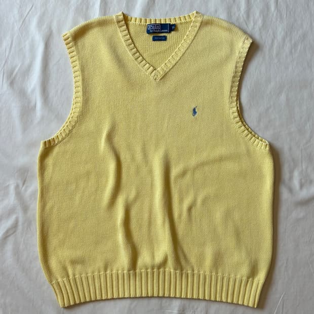 [XL/107-110] 90s 폴로 랄프로렌 V넥 코튼 니트 베스트