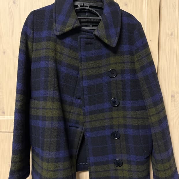 빈티지 체크 울 코트 