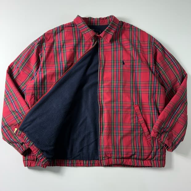 Polo  폴로 랄프로렌 90,s 자수 코튼 체크 스윙탑 자켓 