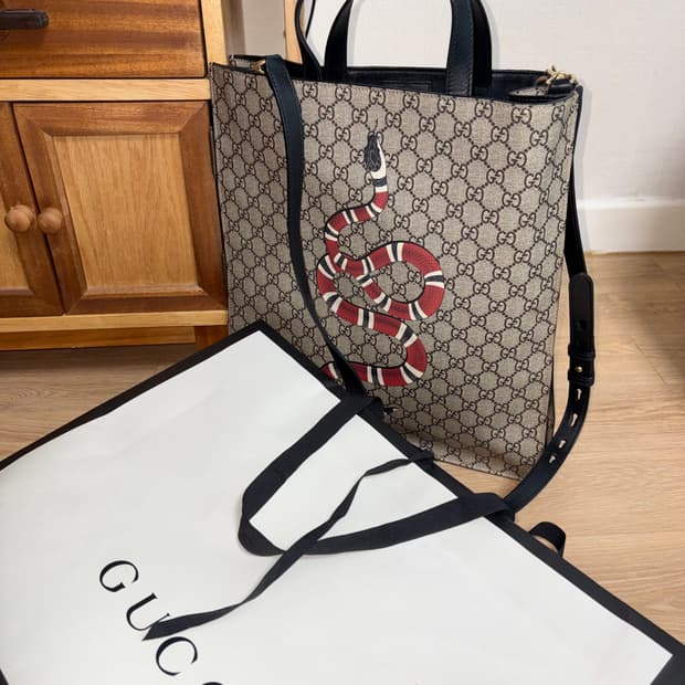 Gucci GG Supreme Kingsnake Tote Bag 