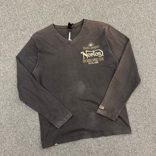 XL)노턴 빈티지 자수 브이넥 롱슬리브