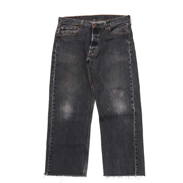 LEVIS 501 9부 흑청 버튼플라이 데님 팬츠 size 35