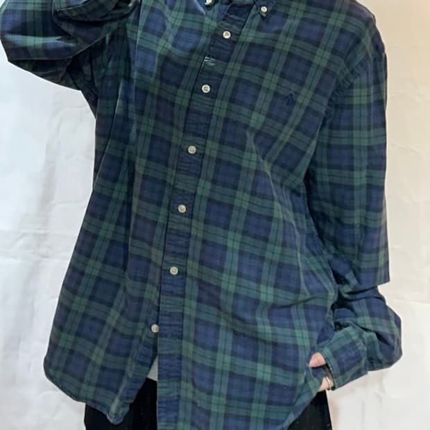 폴로랄프로렌 네이비포니 그린 체크 셔츠