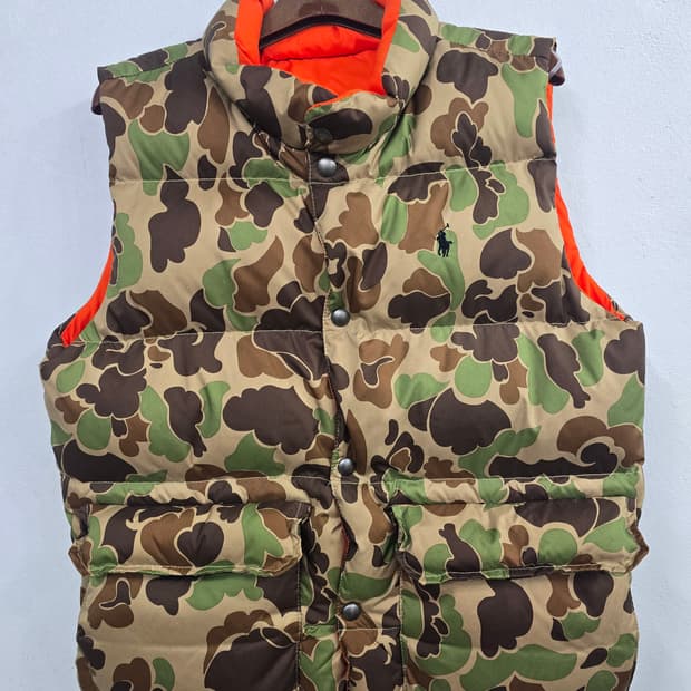 폴로 랄프로렌 카모 양면 패딩 조끼