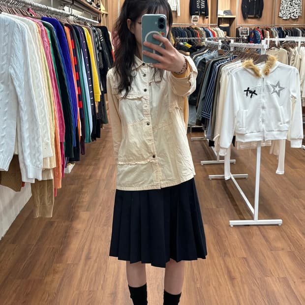 이세이미야케 HAI 프릴 코튼 셔츠 라이트 옐로우