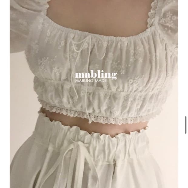 마블링 블라우스 스커트