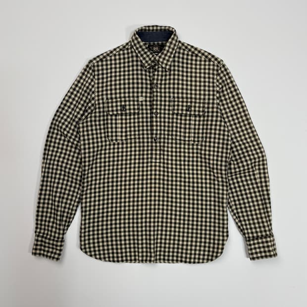 [S] 더블알엘 체크 헨리넥 셔츠