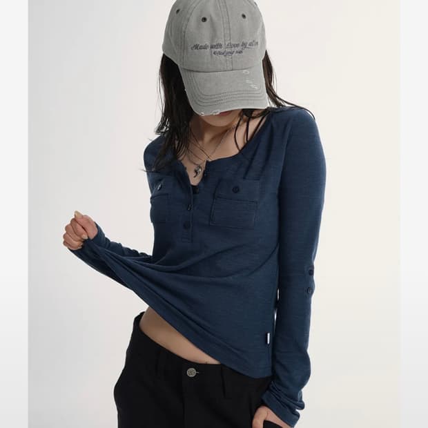 애즈온 ATLANTA POCKET TEE / BLUE-GREEN