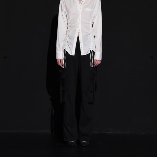 [새상품] 보헤미안서울 슬림 스트링 스냅 셔츠 아이보리