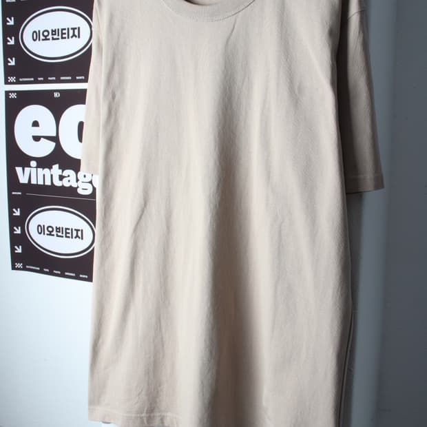 (2XL) 유니클로 반팔 티셔츠 빅사이즈 U라인 베이지 무지-H36922
