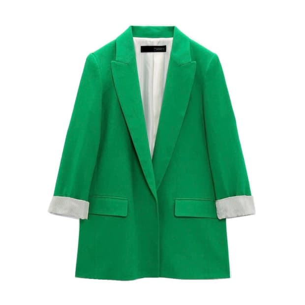 자라 그린 롤업 슬리브 자켓 (M)