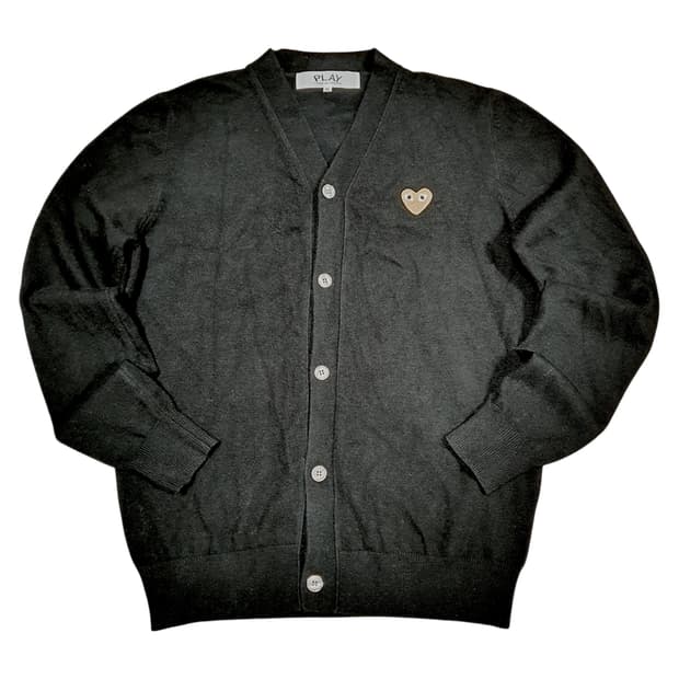 ✨ (바배) 꼼데가르송 골드와펜 브이넥 블랙 가디건 