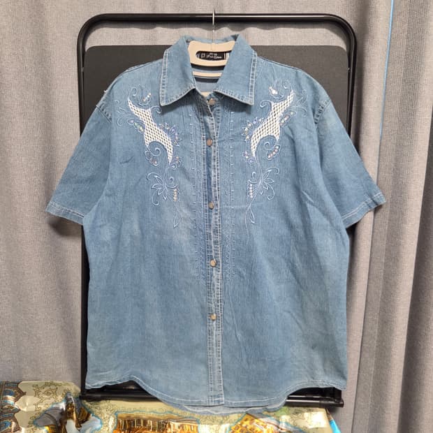 Japanese vintage 데님 반팔 셔츠 XL(105)