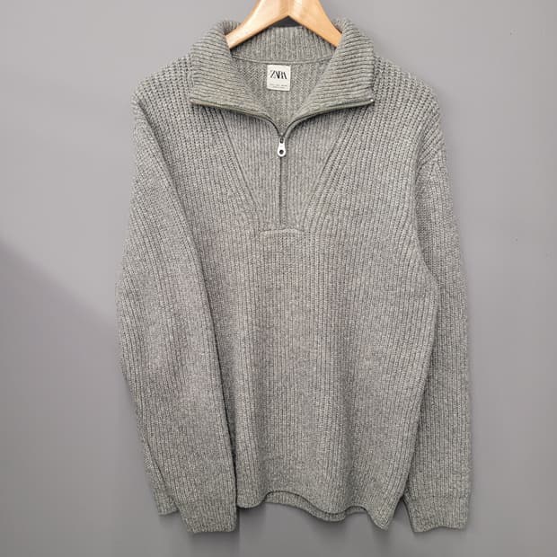Zara 자라 반집업 니트 스웨터 그레이