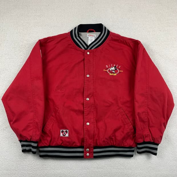 더 디즈니 스토어 미키마우스 자수 디테일 코튼 바시티 자켓