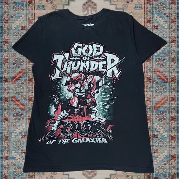 마블 토르 "God of Thunder Tour" 빈티지 락 티셔츠 M