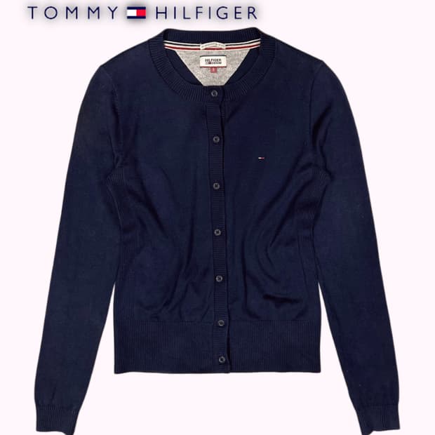 mark embroidery navy cardigan