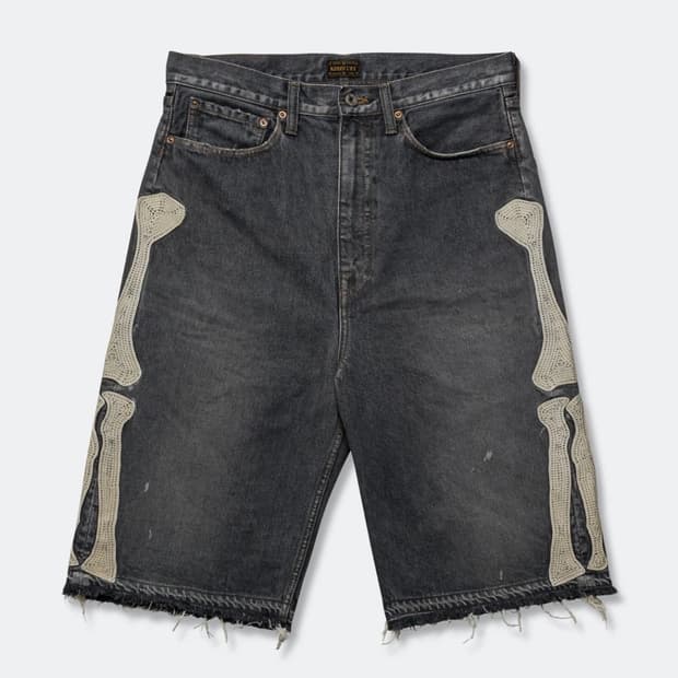 캐피탈 14온즈 데님 5P 본 자수 숏 팬츠 블랙 38사이즈