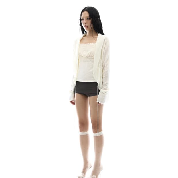 Ojos Ruffled Drape Angora Cardigan