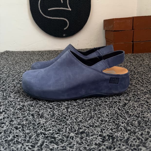 핏플랍(FitFlop) 블루 스웨이드 슬링백 클로그