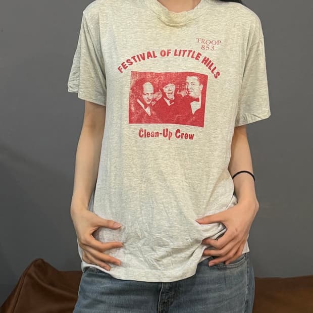90’s 싱글 스티치 빈티지 그레이 미키마우스 프린팅 반팔티
