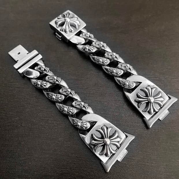 Oceaonra 실버 크로스 플라워 애플워치 스틸 스트랩