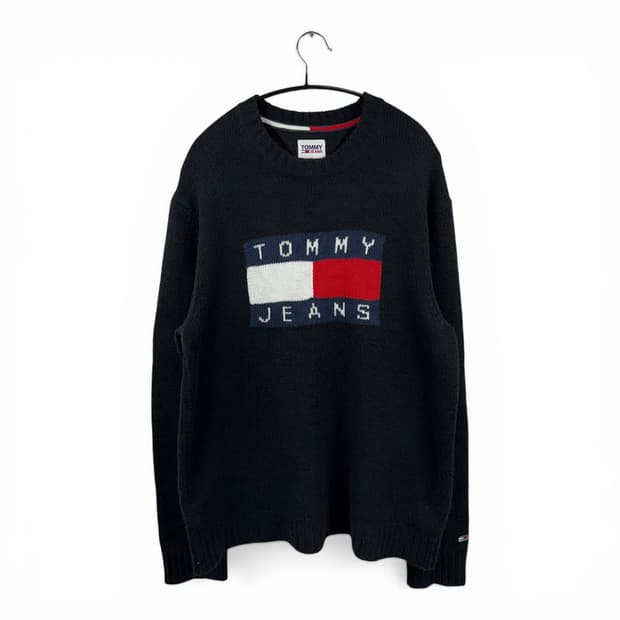 (M) 타미진스 멜란지 플래그 립 스웨터 블랙