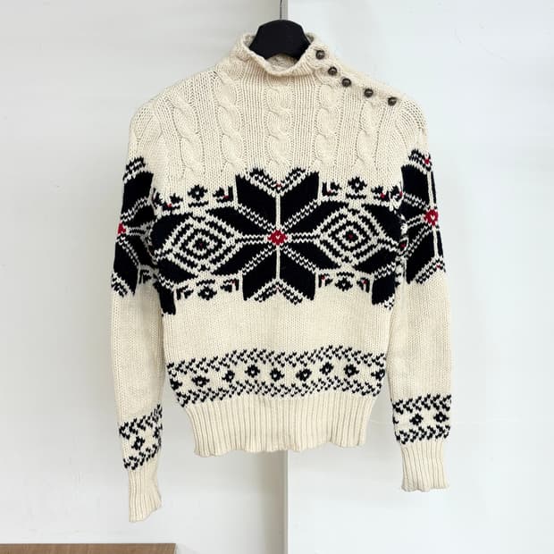 랄프로렌 아이보리 노르딕 터틀넥 스웨터