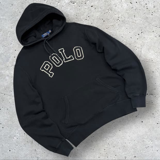 [M] 폴로랄프로렌 블랙 아치 로고 스웻 후드티 C405